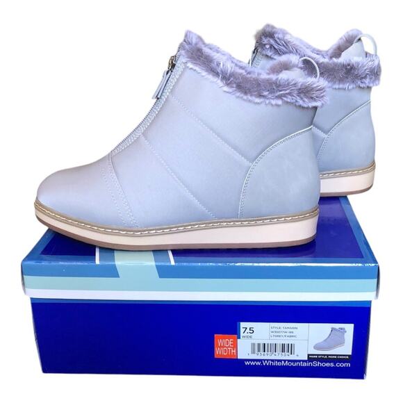 White Mountain Tamarin Puffer Ankle Zip Cozy Bootie Faux Fur Lined Size 7.5 NWB - Picture 5 of 13
